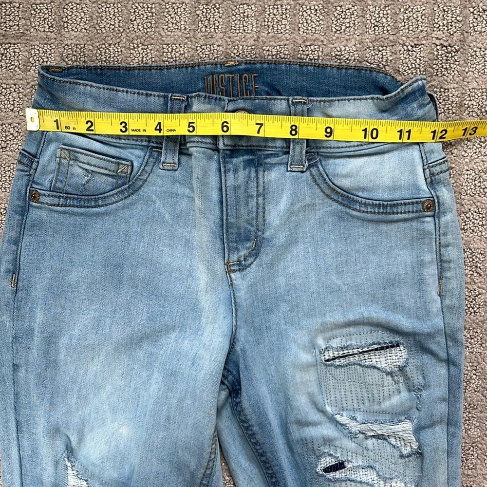 Justice High Rise Denim Jegging Light Blue Distressed Girls 10